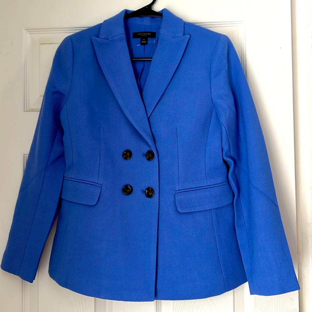 Ann Taylor Bright Blue Double-Breasted Blazer